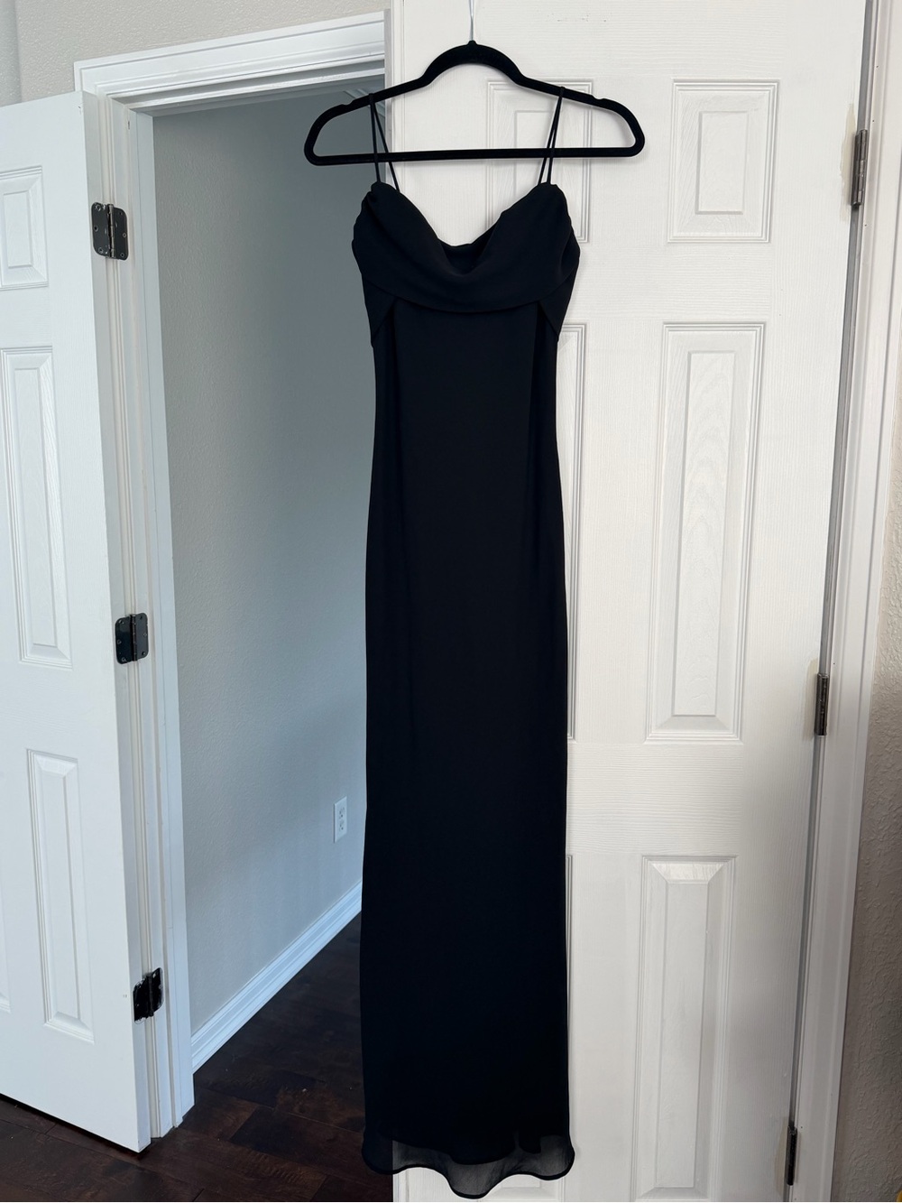 Classic Black Spaghetti-Strap Maxi Dress